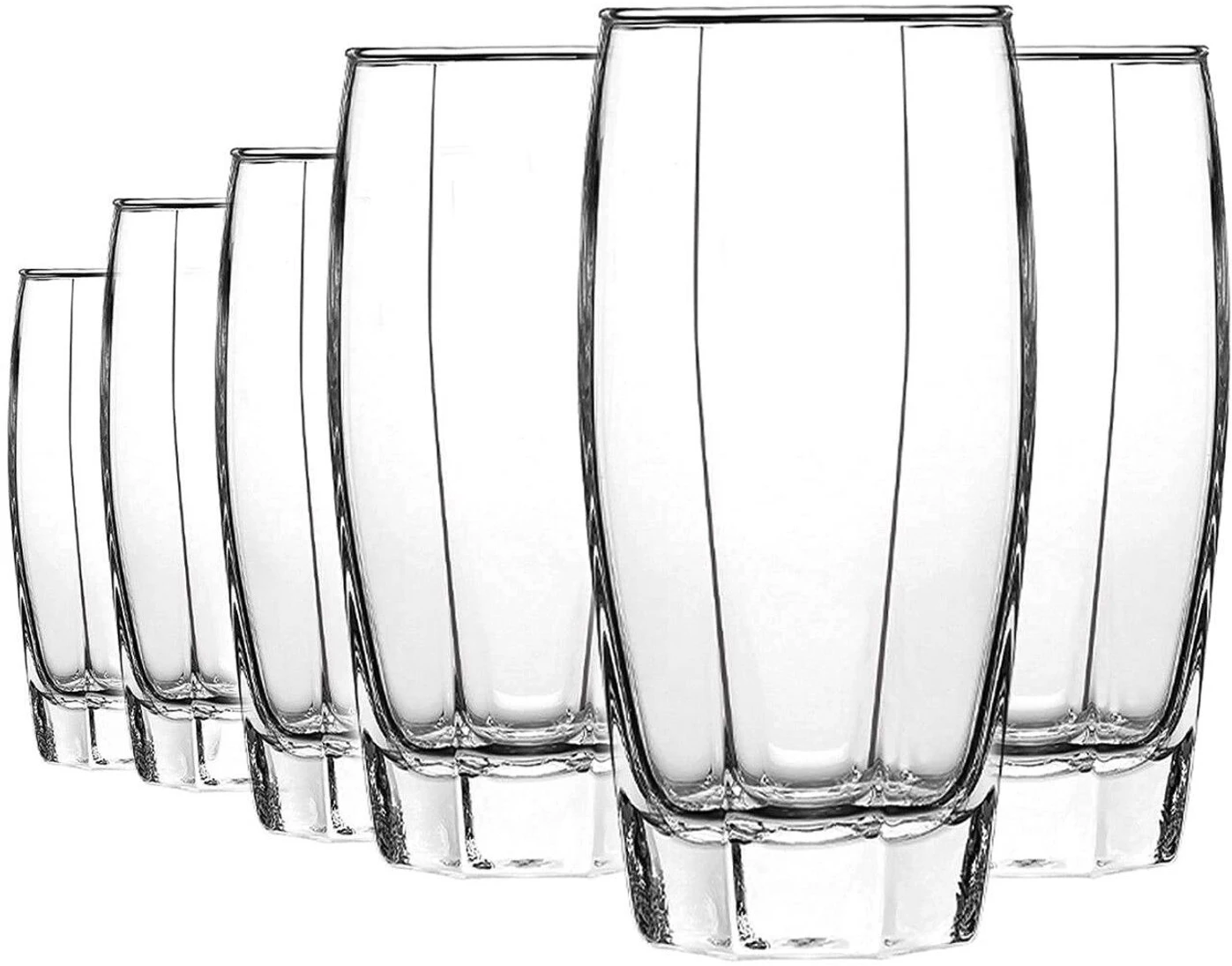 MinzAy (Pack of 6) Highball Glass Set 6pcs – 365ml Tall Drinking Glasses Glass Set Water/Juice Glass (365 ml, Glass, Clear) - Image 3